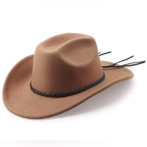 Stylish Tan Cowboy Hat with Black Trim
